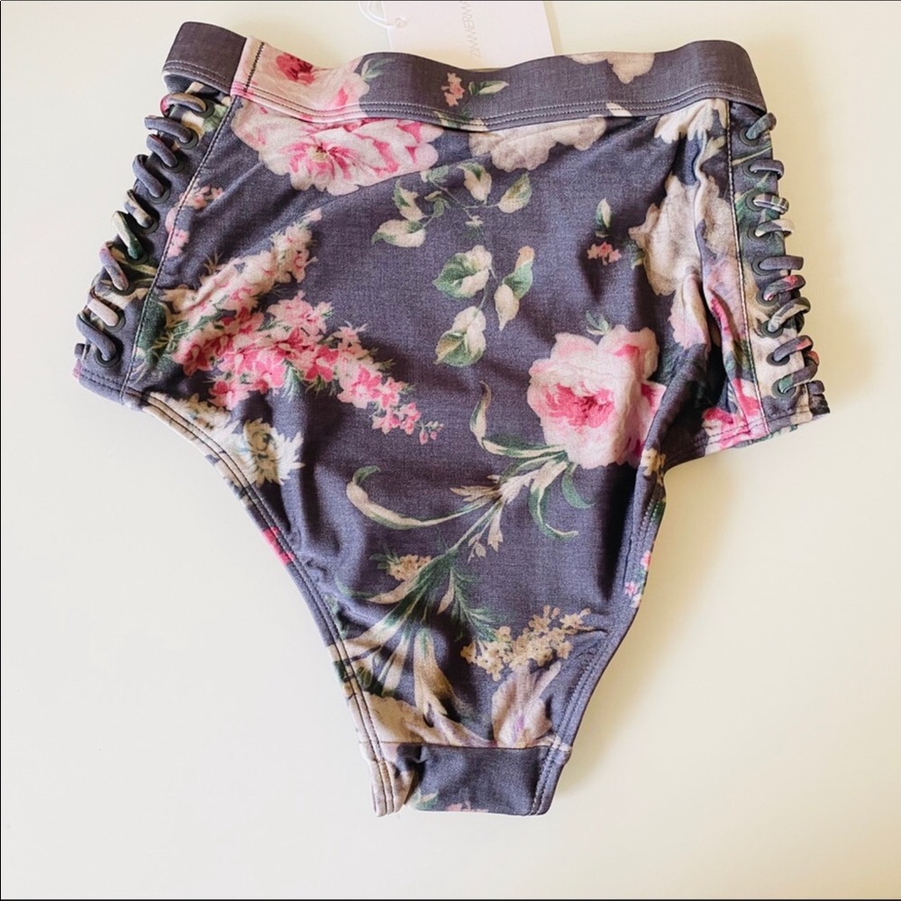 Zimmermann Iris Grey Floral High Waist Bikini 0/2 - Picture 6 of 12